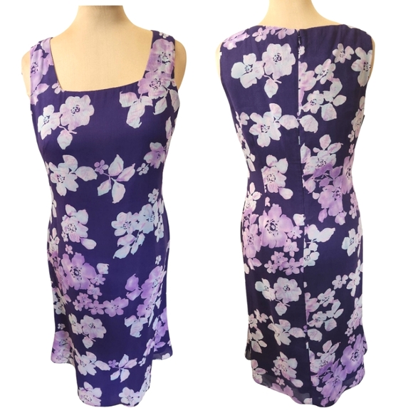 ADRIANNA PAPELL Silk Floral Print Sheath Dress - Size 14 - Picture 3 of 13